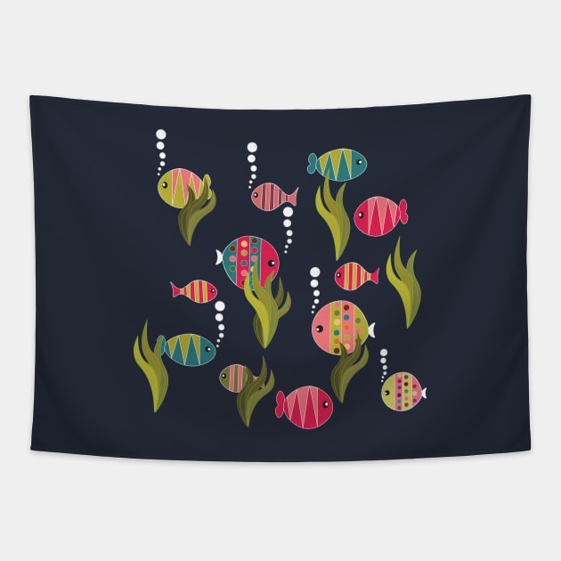 Fishes Pattern Tapestry by DejaReve