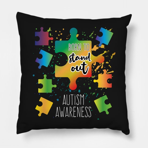 Born to Stand Out Autism Puzzle Pillow by specaut