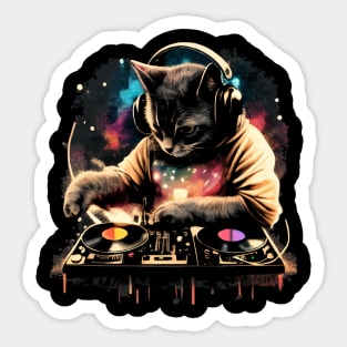 Cat DJ Wall Art Printable Music Lover Cat Thinking Dj Kitten 