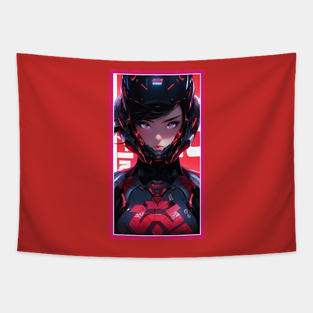 Anime Race Girl | Quality 3D Anime Artwork | Pink Red Black Blue Chibi Manga Anime Art Tapestry by AlNoah