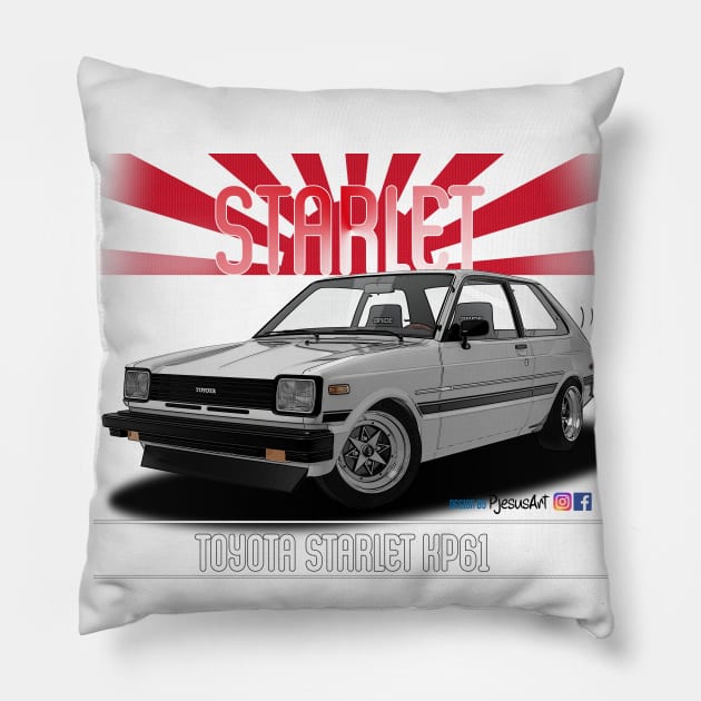 Toyota Starlet KP61 White Pillow by PjesusArt