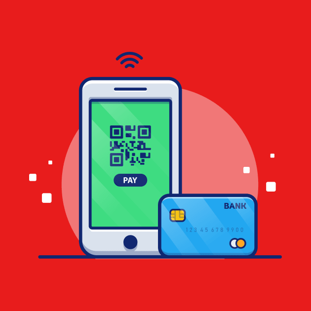 Handphone With payment Application Bar Code And Bank Card Cartoon by Catalyst Labs