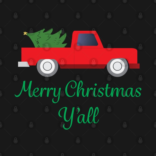 Merry Christmas Y’all Old Truck Xmas Tree Holiday by mstory