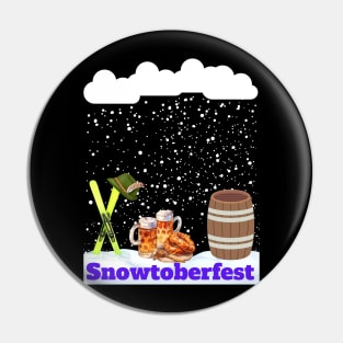 Funny Oktoberfest snow pun beer and pretzel for ski lovers Pin