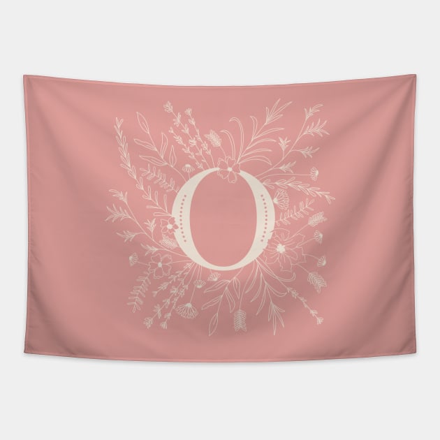 Botanical Letter O (Hibiscus Pink) Tapestry by Cascade Patterns