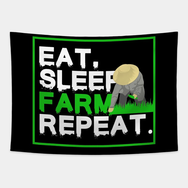 Farmer Agriculture Eat Sleep Farm Tapestry by Tatjana  Horvatić