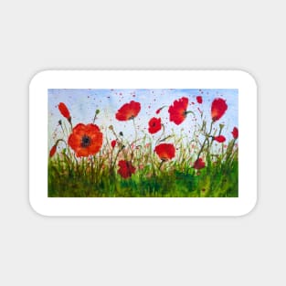 Poppy field watercolor Magnet