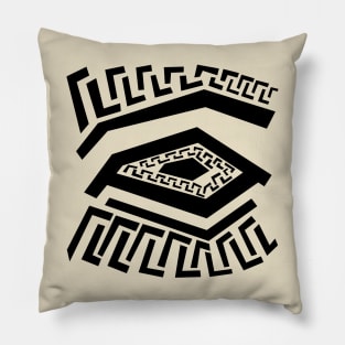 Abstract Minimalist Geometric Eye of the Storm (Black) Pillow