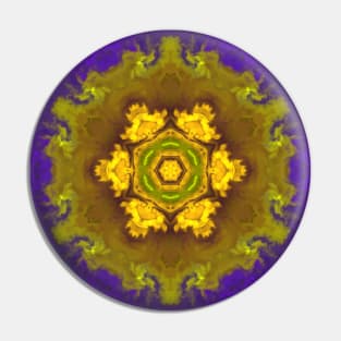 Psychedelic Hippie Flower Yellow and Purple Pin