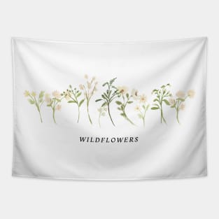 Vintage White Wildflowers Floral Cottagecore Tapestry