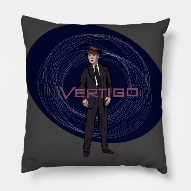 Jimmy Stewart In Vertigo Pillow by Art_byKay