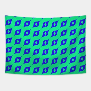 Teal Pattern Diamond Curvature Tapestry