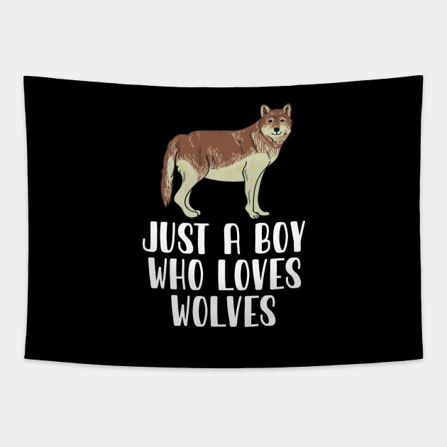 Just A Boy Who Loves Wolves Tapestry by simonStufios