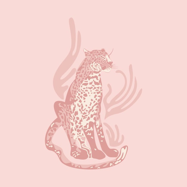 Pinky Leopard / Wild Cat in Blush Pink and Ivory by matise