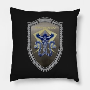Stormfront (Shield moonsilver Celtic Rope on black leather) Pillow