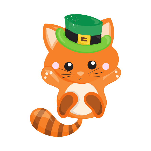 Saint Patrick's Day, Orange Cat, Leprechaun Hat by Jelena Dunčević