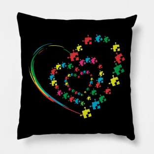 Love Ribbon Heart Puzzle Autism Awareness Gift Pillow