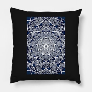 Boho Sapphire/white Mandala Pillow