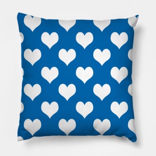 Bright Blue and White Heart Pattern Pillow