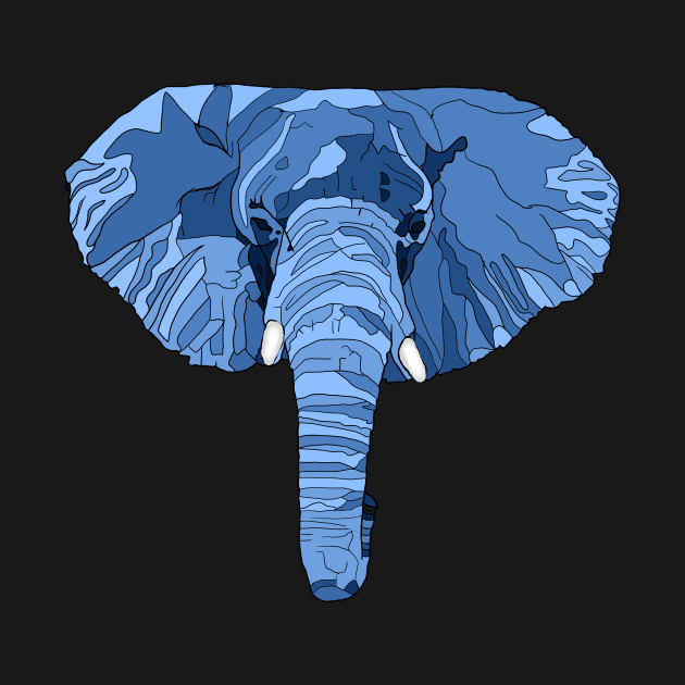 Abstract Blue Elephant Head by ArtAndBliss