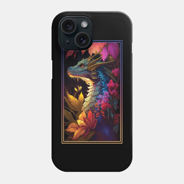 Dragon Vibrant Tropical Flower Tall Digital Oil Painting Portrait 3 Phone Case by ArtHouseFlunky