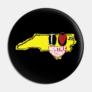 I Love North Carolina Smiling Happy Face Pin