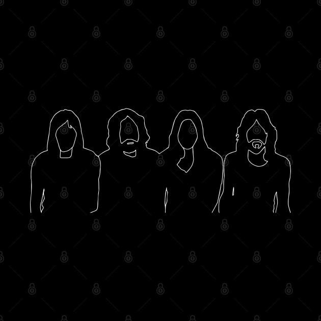 Pink Floyd Band Members White on Black by Irla