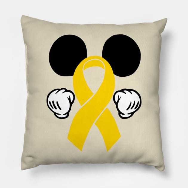 Mouse Ears Awareness Ribbon (Yellow) Pillow by CaitlynConnor