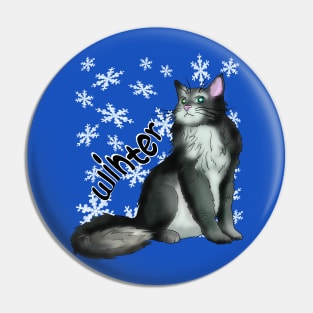 Black and white cat for Winter Pin