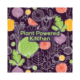 Plant Powered Kitchen Veggie Background Scandinavian Design T-Shirt