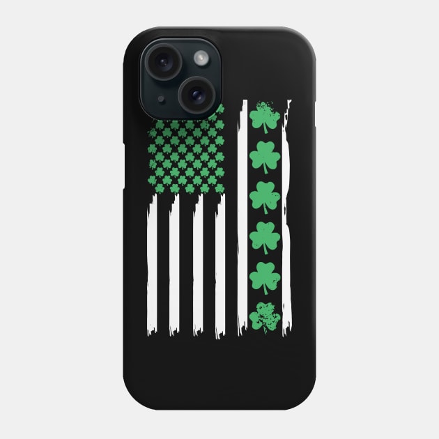 US American Flag with Shamrocks 4 St Patricks day Phone Case by Shopinno Shirts