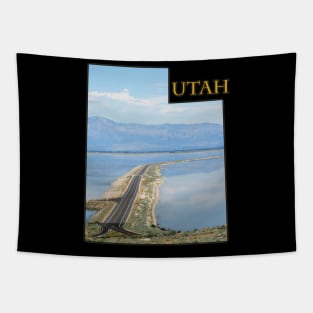 Utah State Outline - Antelope Island Causeway in the Great Salt Lake Tapestry