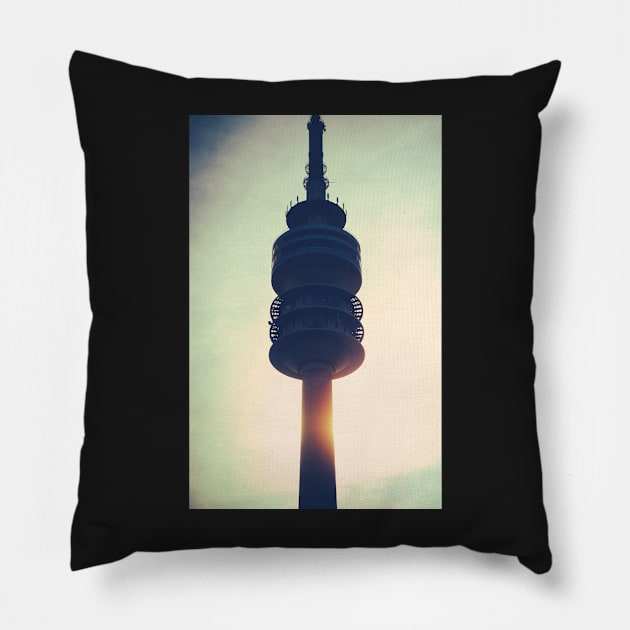 The Munich Olympiaturm Tower Pillow by mrdoomits