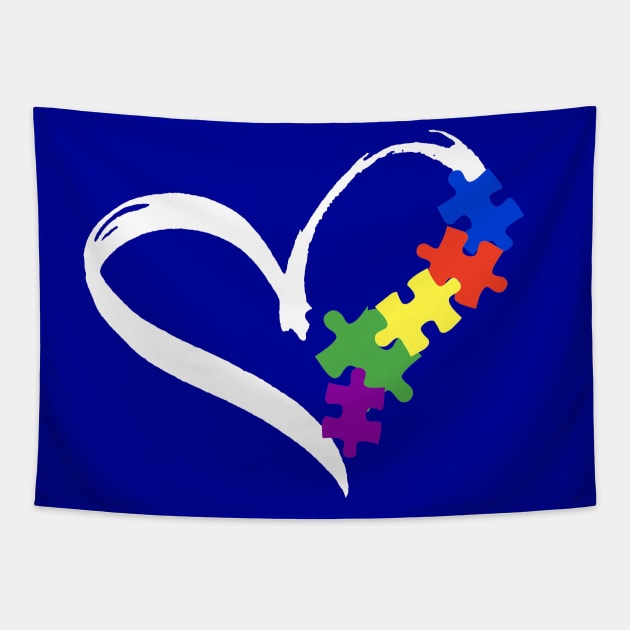 Autism Awareness Puzzle Heart Gift Tapestry by Studio Hues