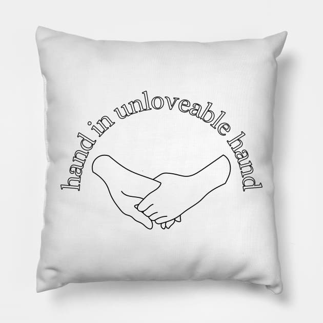 hand in unloveable hand Pillow by goblinbabe