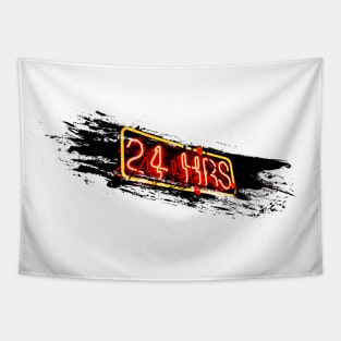 24 hours Neon Sign Design Tapestry