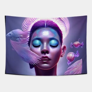 SURREAL BEUTIFUL GIRL jellyfish Tapestry