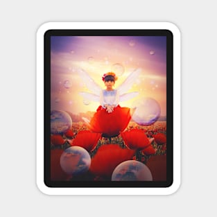 Magical fairy in afield of poppies Magnet