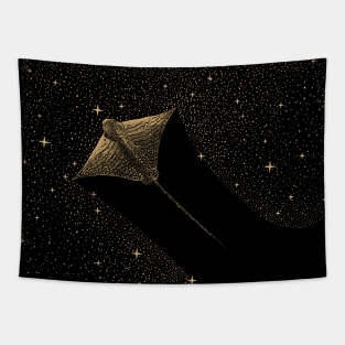 Starry Ornate eagle ray dark gold Tapestry