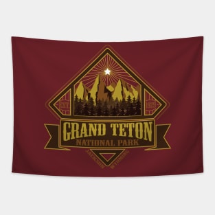 Grand Teton National Park Vintage Style Typography Tapestry