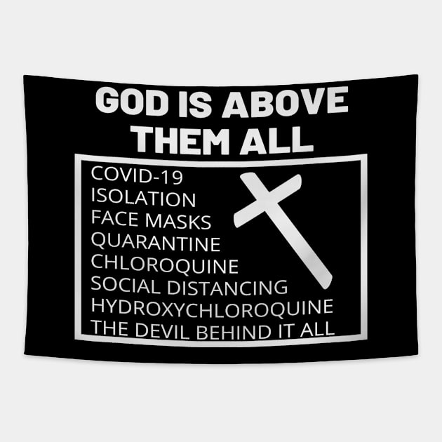 God Is Above Them All Christian Tapestry by GraceFieldPrints