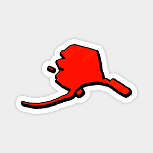 Bright Red Alaska Outline Magnet