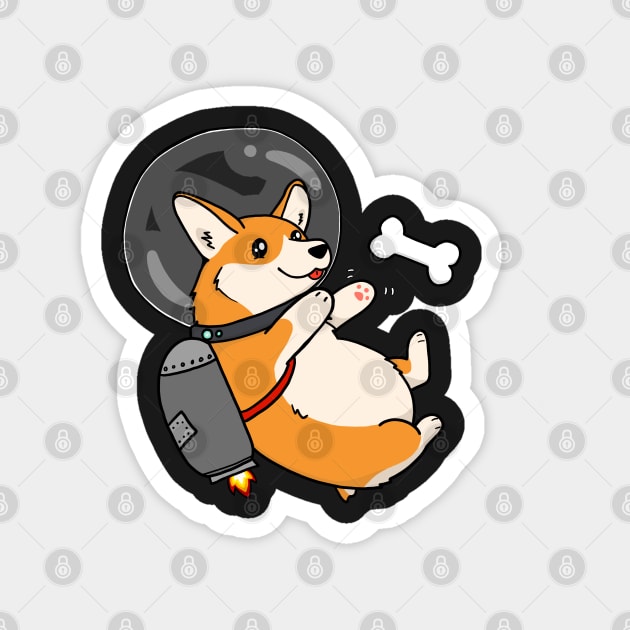 chubby space jetpack corgi Magnet by sivelobanova