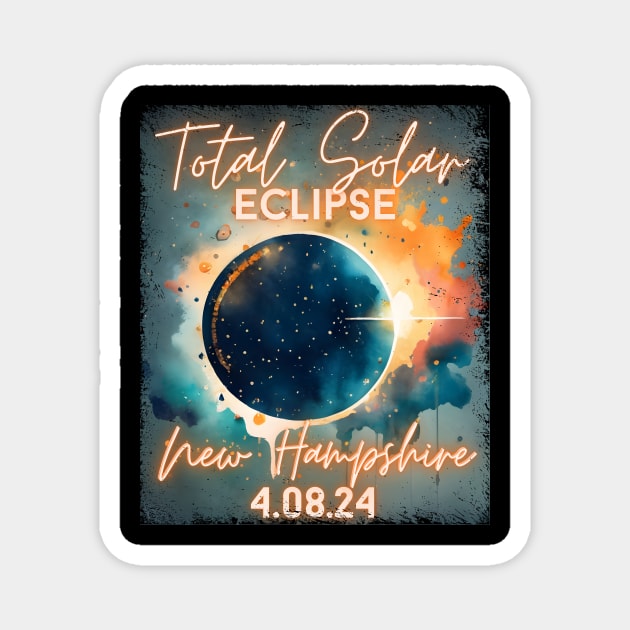 Total Solar Eclipse 2024 New Hampshire Art Science Men Women Kids Magnet by AimArtStudio