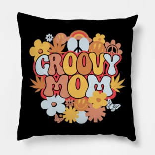 Groovy Mom Shirt, Retro Hippie Mom Pillow