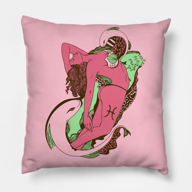 Pink Mint Pisces Beauty Pillow by kenallouis