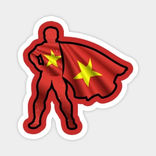 Vietnamese Hero Wearing Cape of Vietnam Flag Hope and Peace Unite Magnet