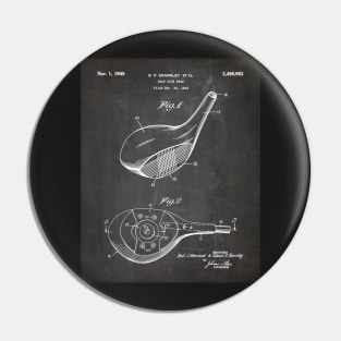 Golfing Driver Patent - Golfer Golf Coach Art - Black Chalkboard Pin