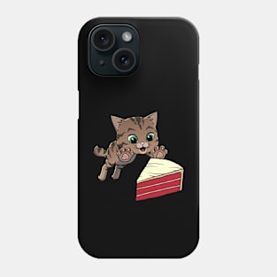 American Bobtail Cat excited to eat Red Velvet Cake Phone Case