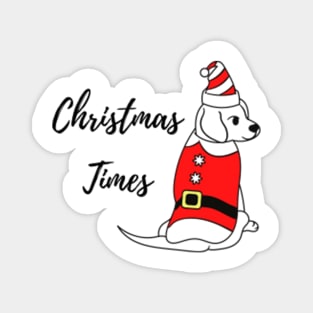 christmas times red santa dog illustration Magnet